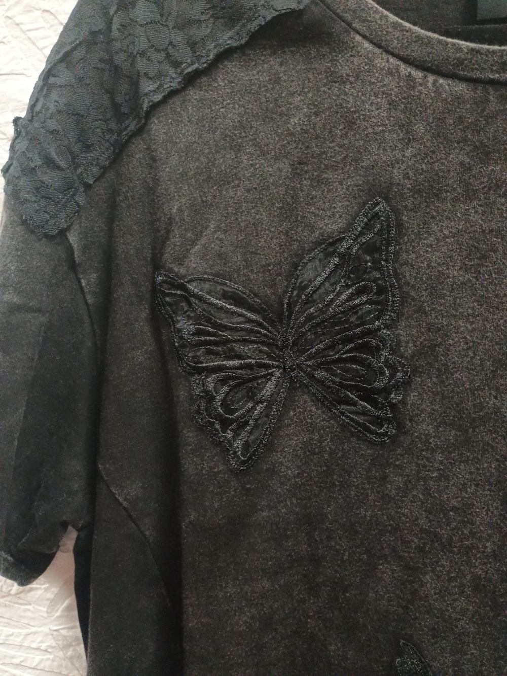 🆕COSMIC AURA Black Lace-Trim Butterfly Tunic Dress Plus Size 0X - Picture 4 of 6